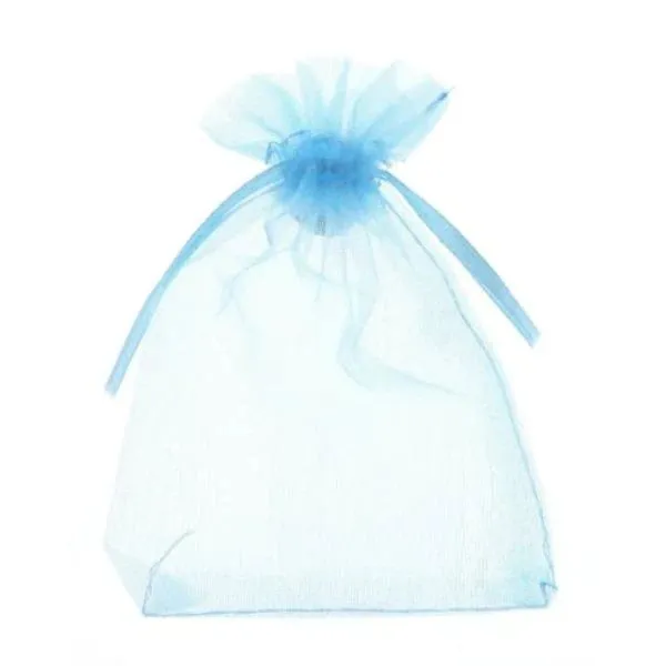 10 Pack Light Blue Organza Bag - 8cm x 10cm