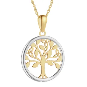 10K Gold and Sterling Silver Tree of Life Necklace