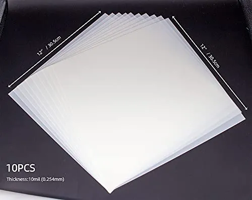 10PCS 10mil Blank Mylar Stencil Sheets,12X12 inch Milky Translucent PET Blank Stencils Sheets,Template Material for Laser Cutting Machines ,