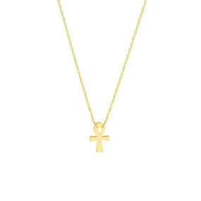 14K Yellow Gold So You Mini Ankh Adjustable Necklace