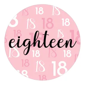 18th Birthday: Pink and Black - Adult Birthday - Round Favor Stickers - 40 Stickers