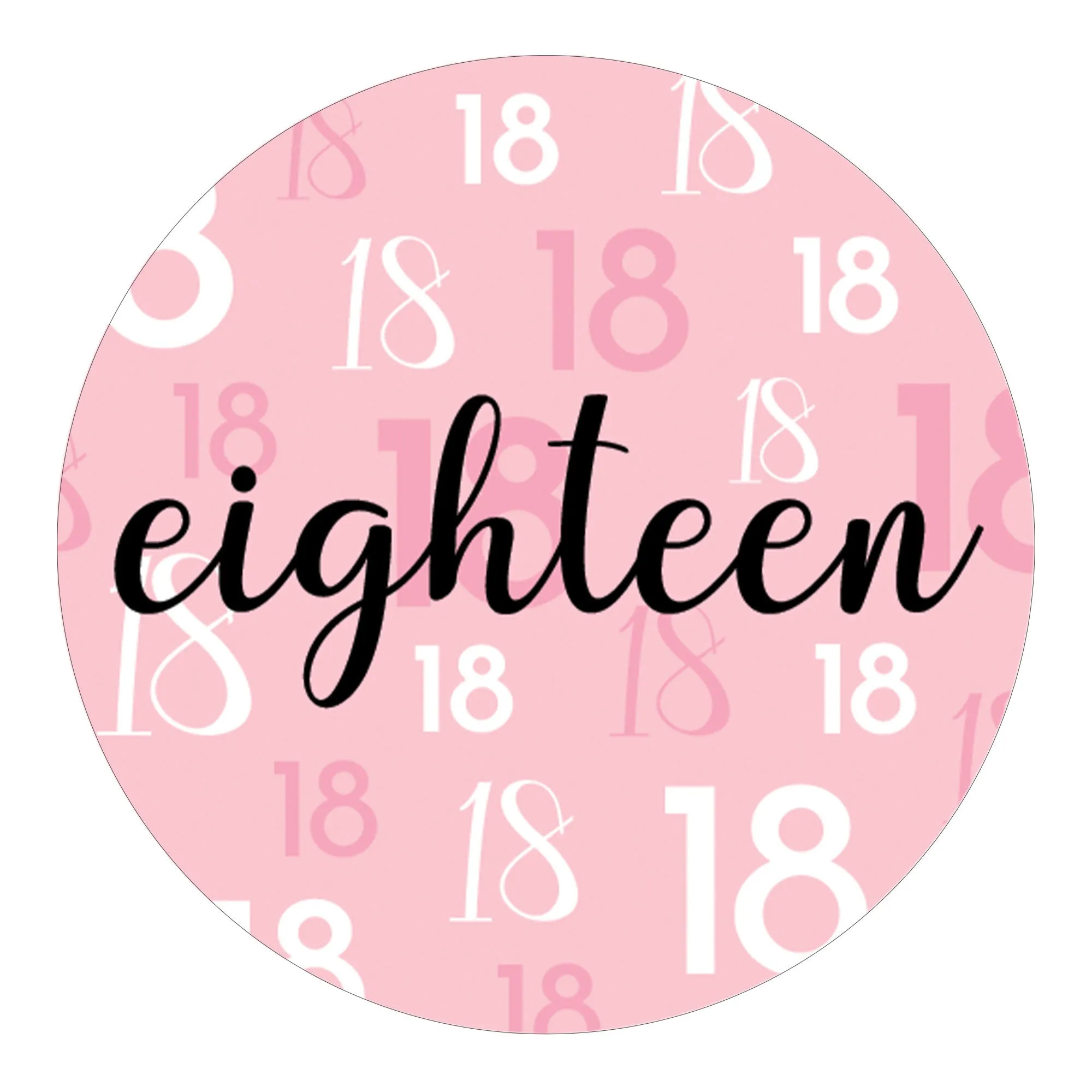 18th Birthday: Pink and Black - Adult Birthday - Round Favor Stickers - 40 Stickers