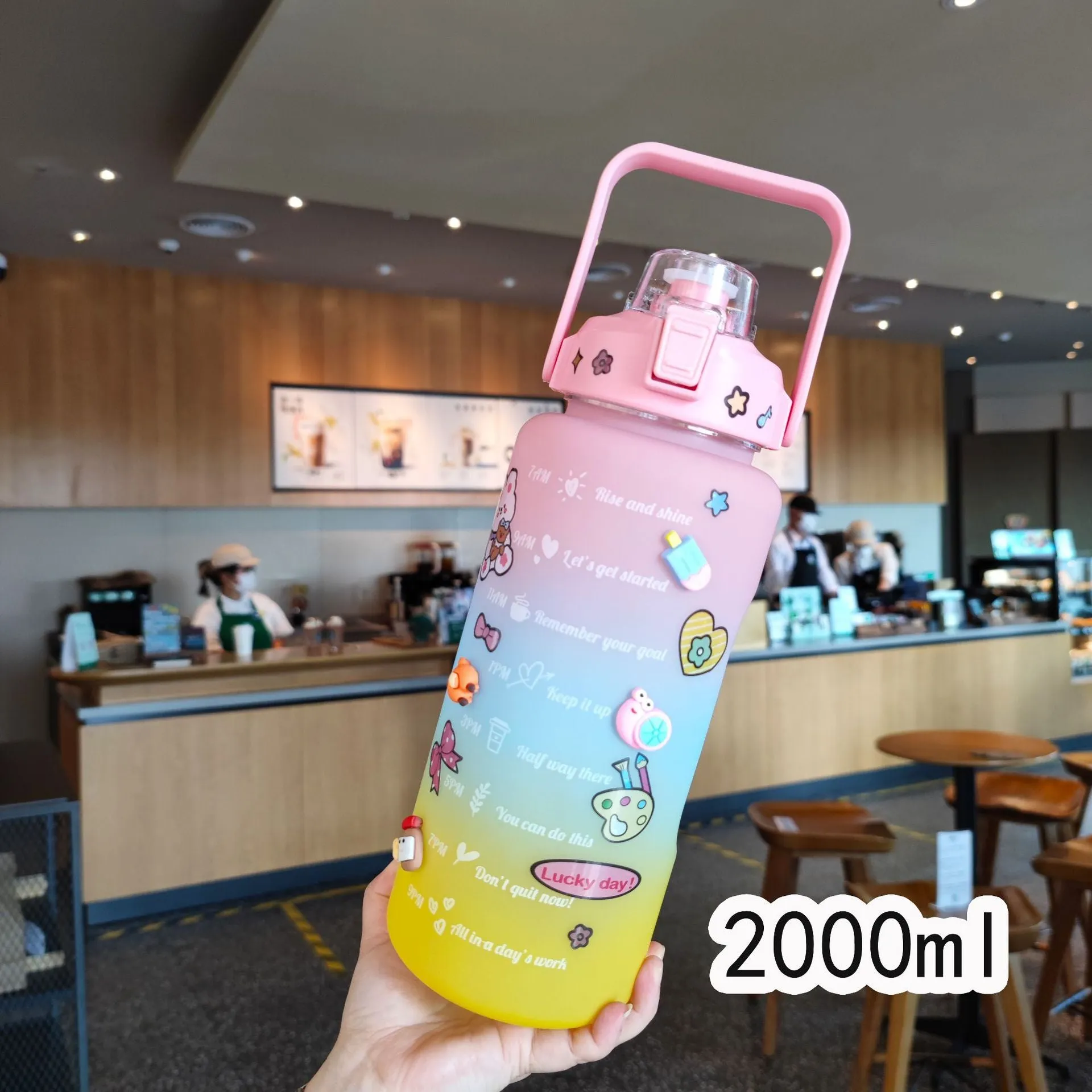 2000ml PC Double-Layer Sport Water Bottle with OPP Bag and Non-Microwaveable, Suitable for Office, Home, Bar, Restaurant, Outdoor, etc.