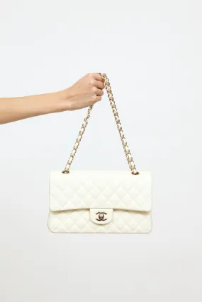 2018 White Caviar Medium Double Flap Bag