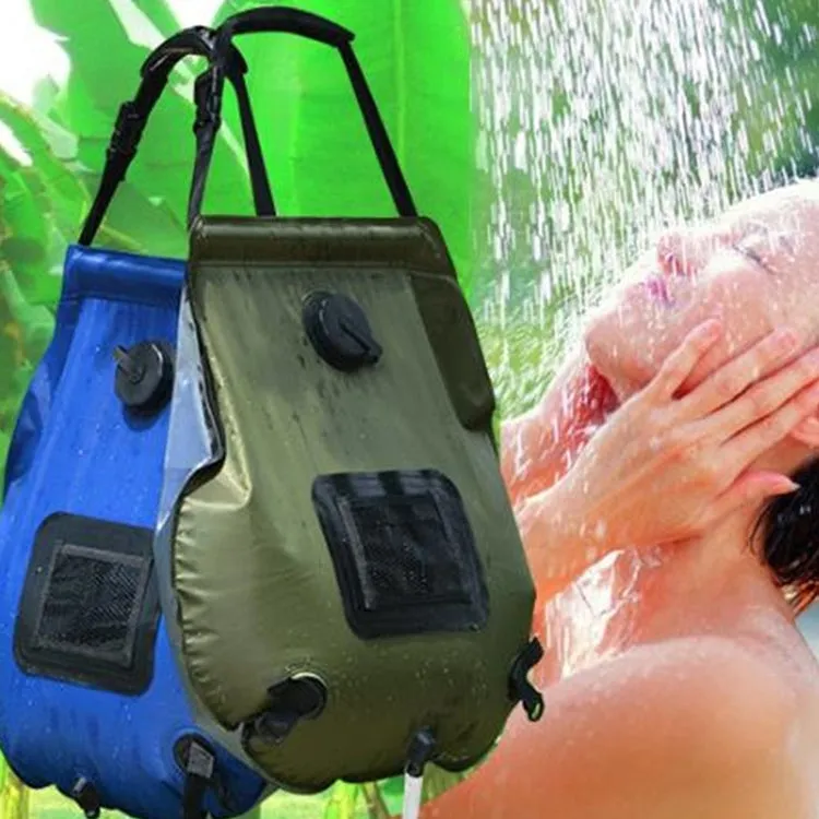 20L Solar Bath Bag Outdoor Self Driving Camping  Hot Water Bottle Portable Outdoor  Bath Water Storage Bag(Black)