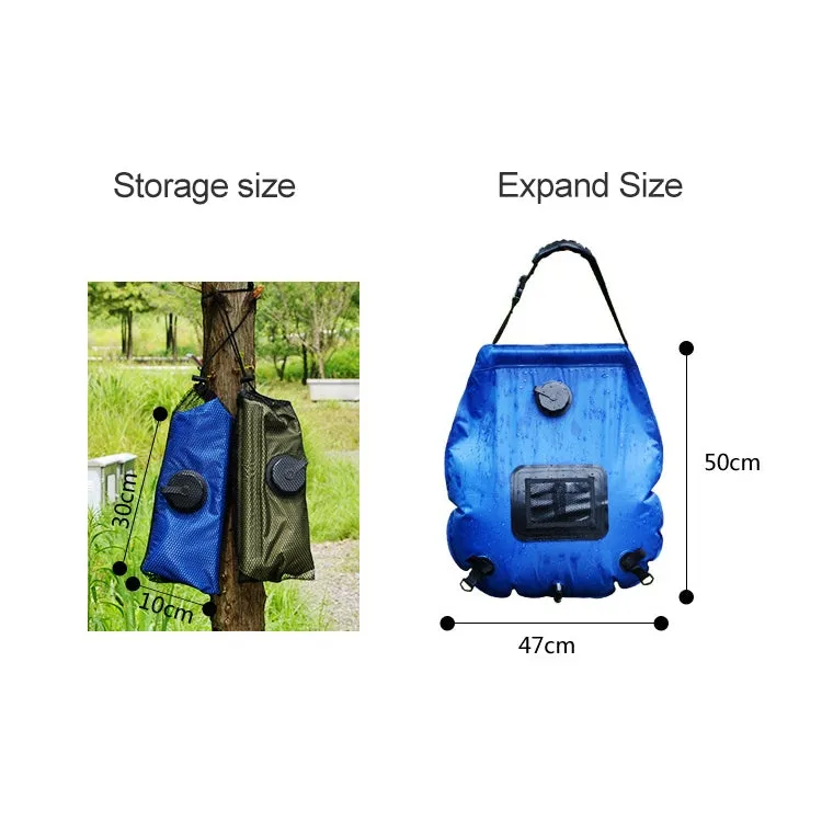 20L Solar Bath Bag Outdoor Self Driving Camping  Hot Water Bottle Portable Outdoor  Bath Water Storage Bag(Blue)