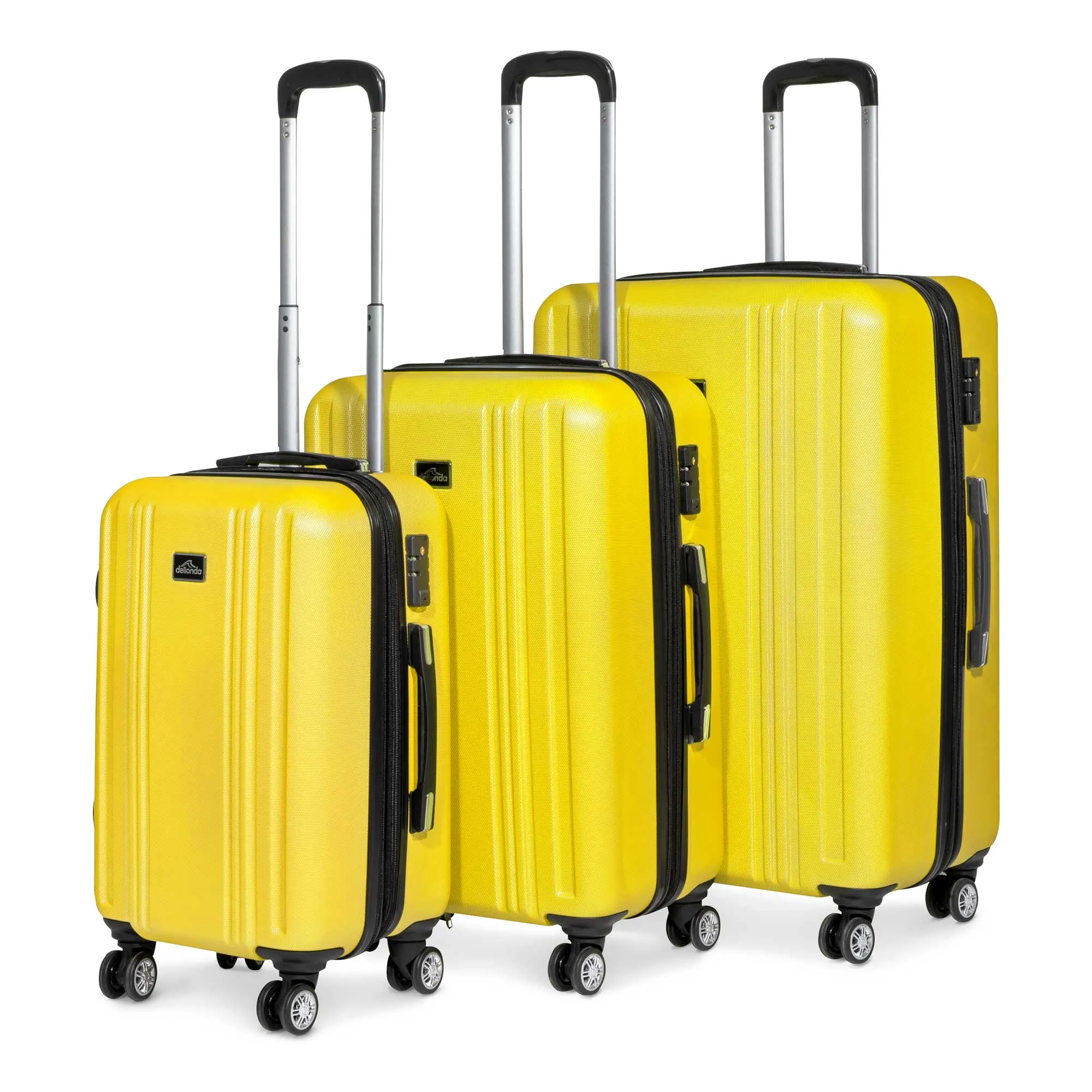 3 Piece Lightweight Luggage Suitcase Trolley Set ABS TSA Lock - Yellow - DL124