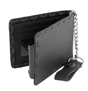 4.75X3.75 Men's Whip Stitch Biker Wallet w/ Steel Chain