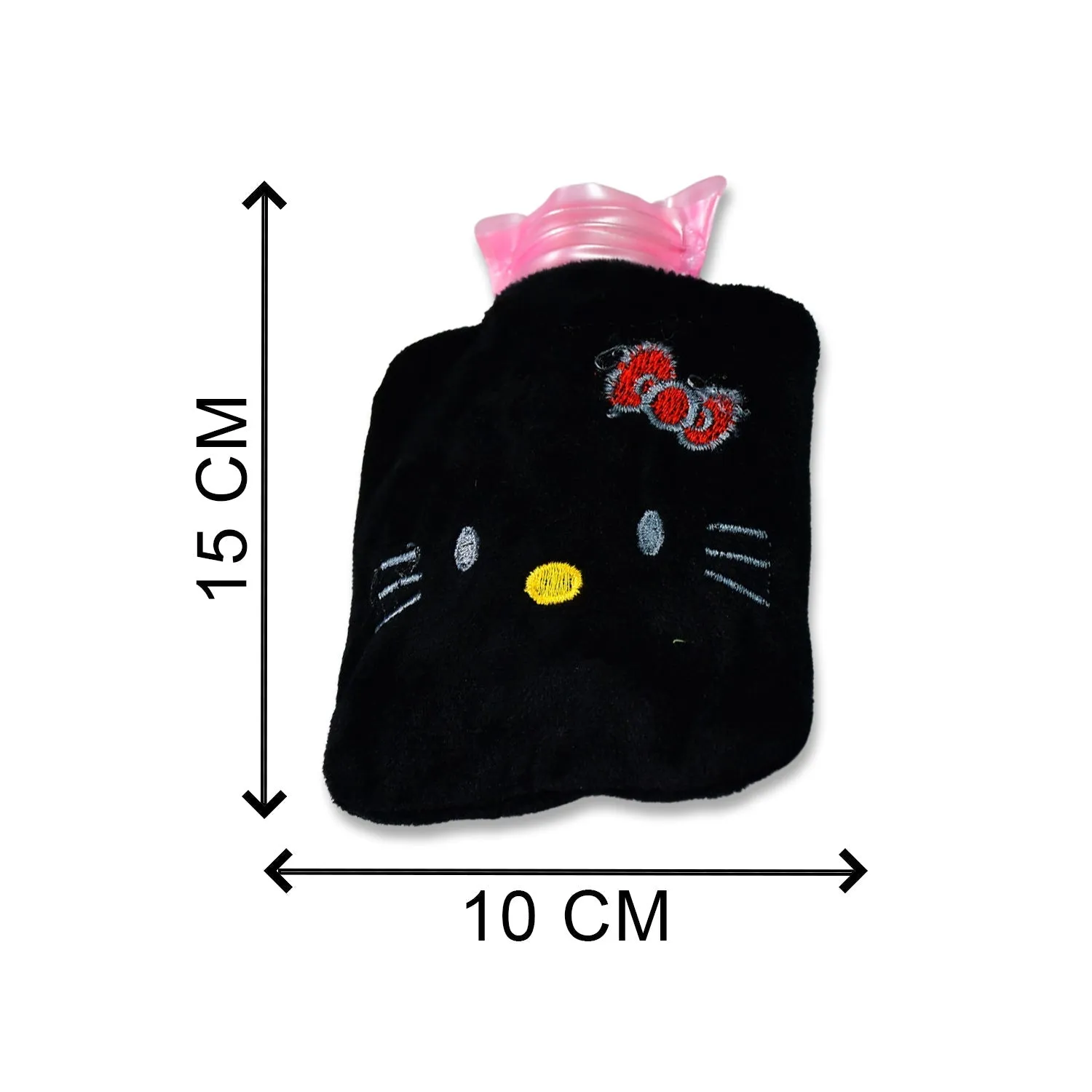 6513 Black Hello Kitty small Hot Water Bag with Cover for Pain Relief, Neck, Shoulder Pain and Hand, Feet Warmer, Menstrual Cramps.