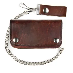 6" Antique Leather Wallet w/ Chain