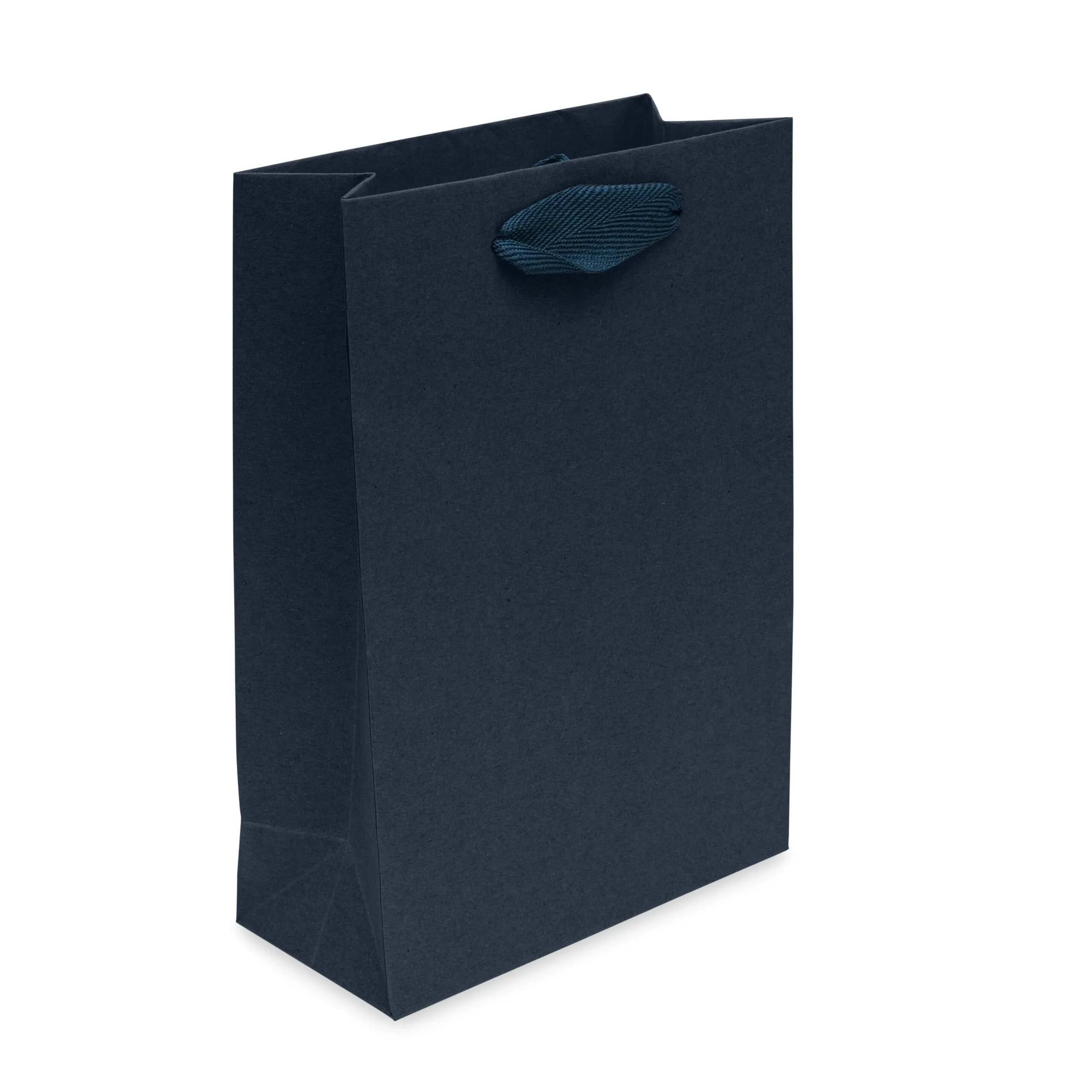 6x3x9 Extra Small Navy Blue Paper Bags with Ribbon Handles