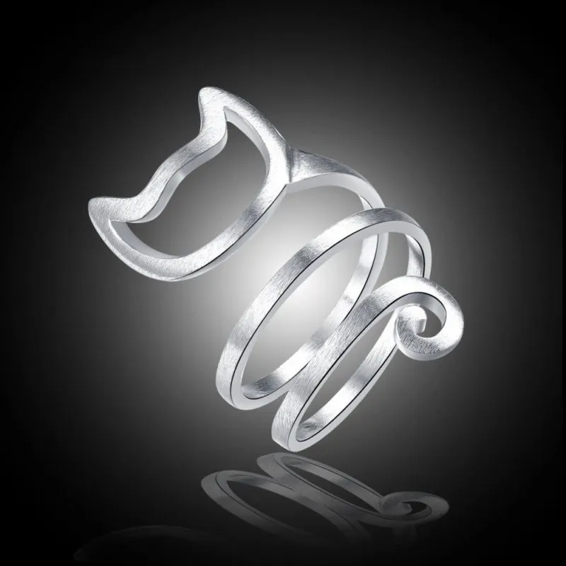 925 Sterling Silver Cat Ring Resizable