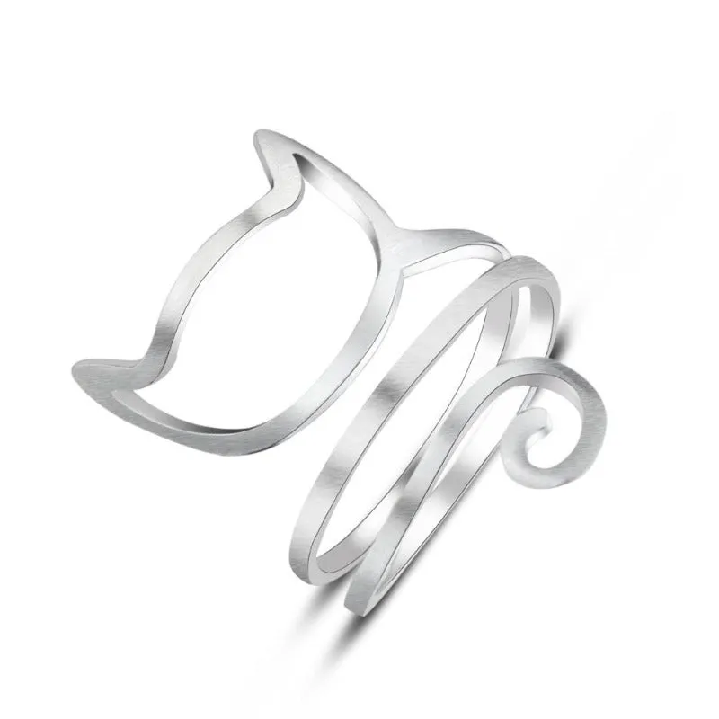 925 Sterling Silver Cat Ring Resizable