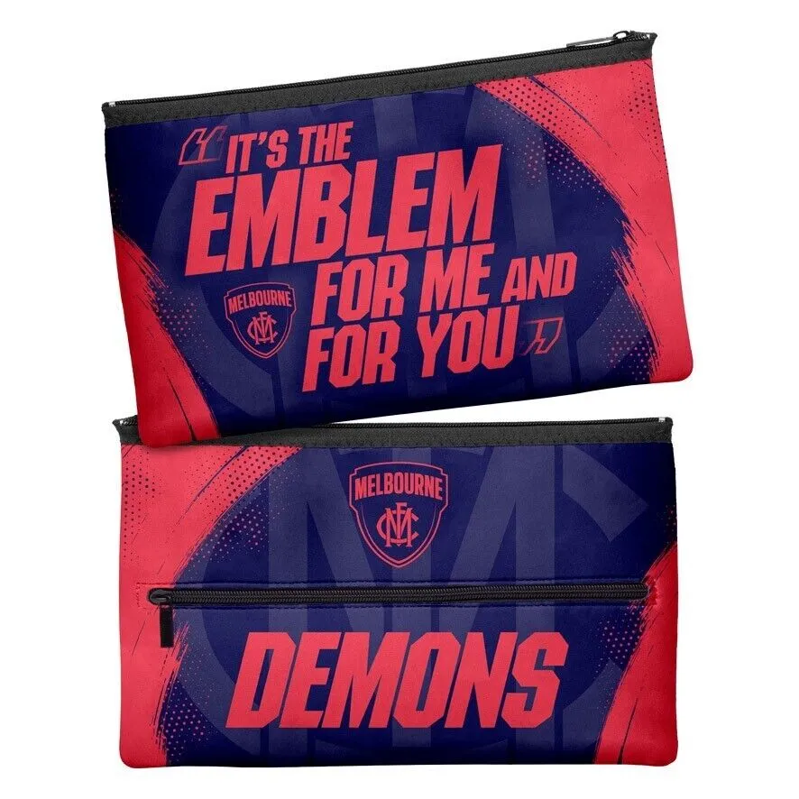 AFL Large Pencil Case - Melbourne Demons - Neoprene - 33cm x 21cm