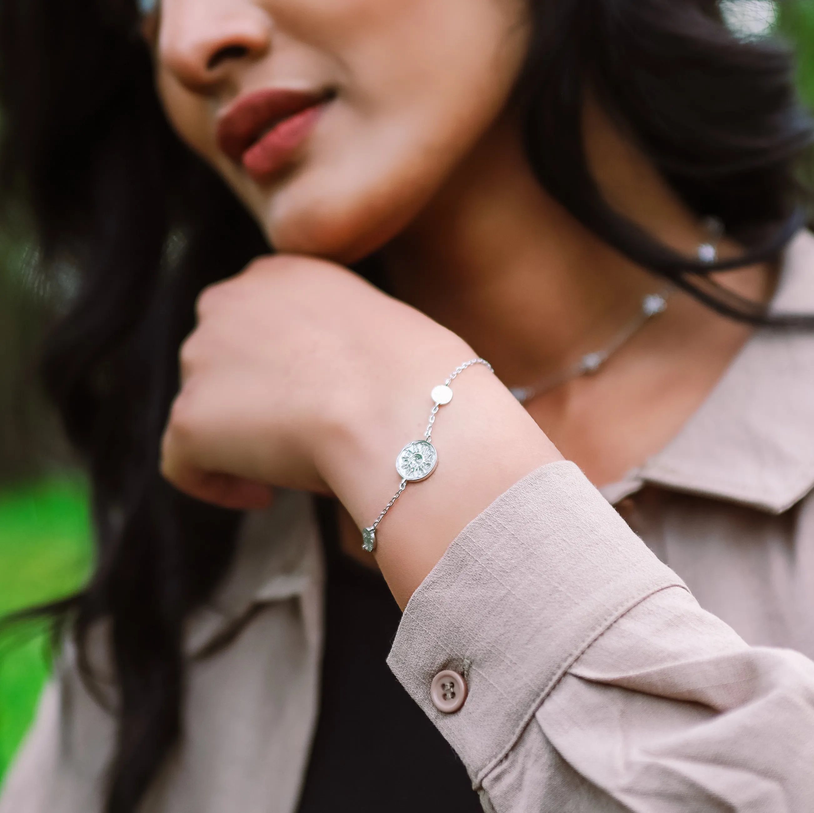 Alena Sun Coin Bracelet | 925 Sterling Silver