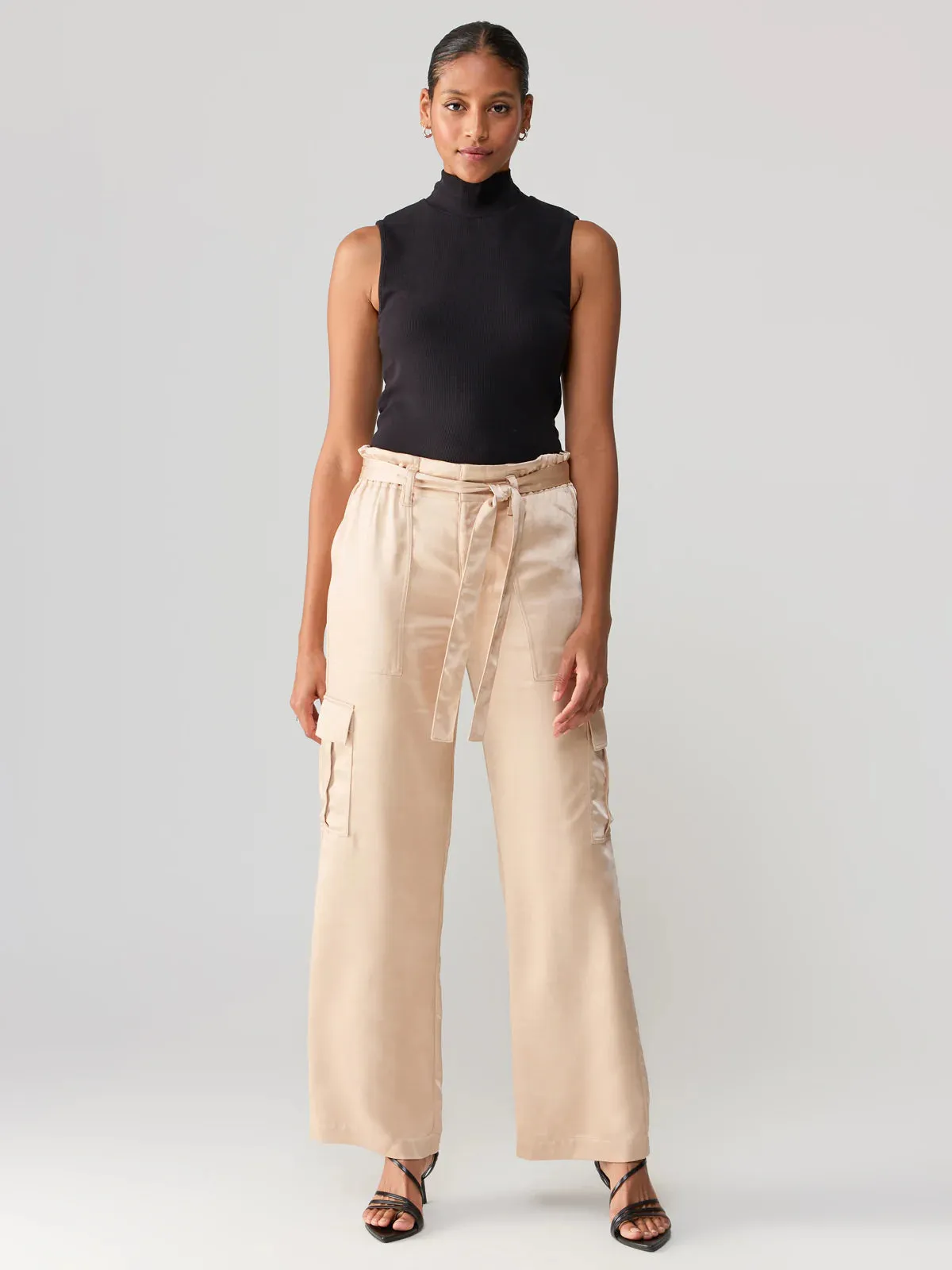 All Tied Up High Rise Cargo Pant Moonlight Beige