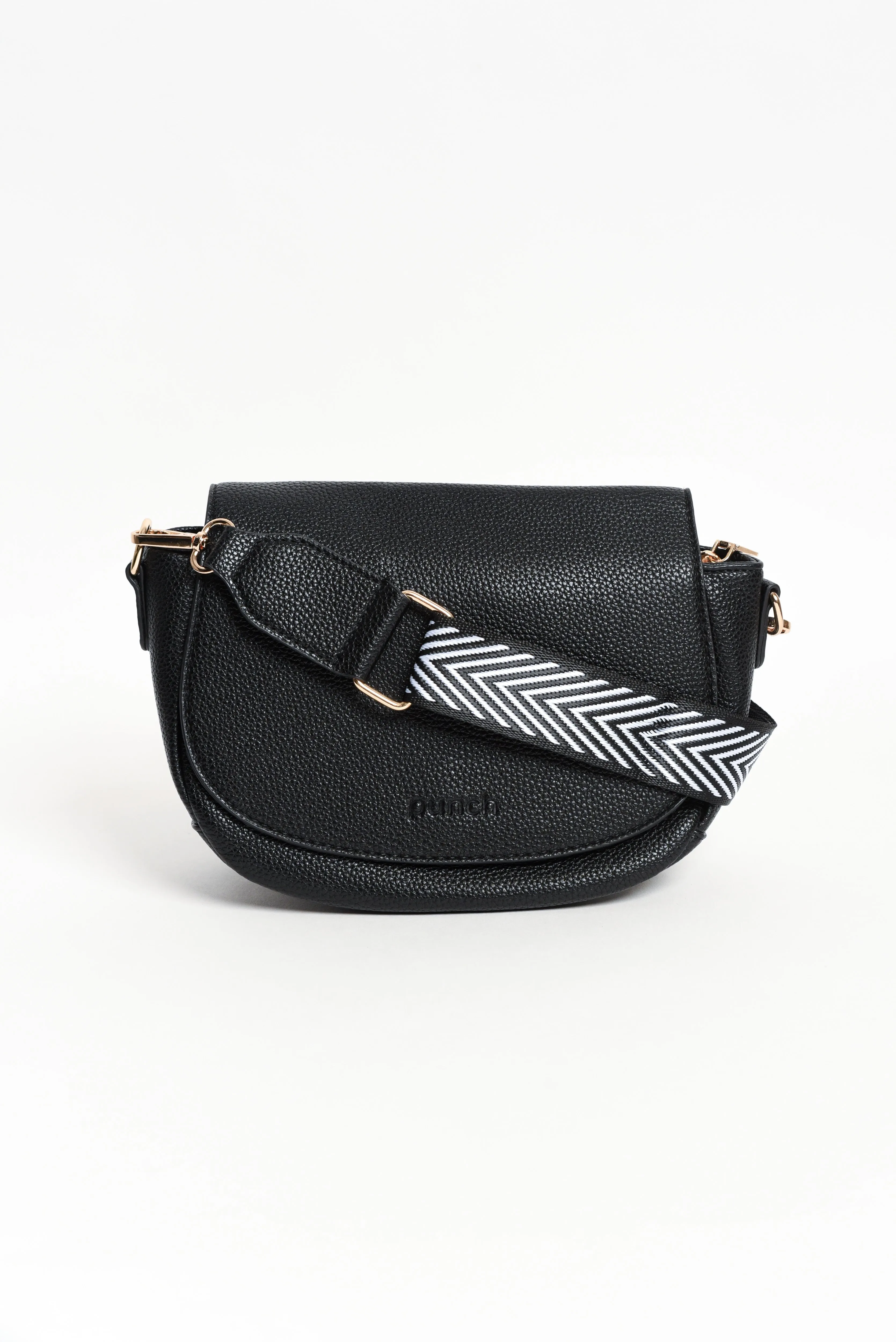 Alle Black Saddle Crossbody Bag