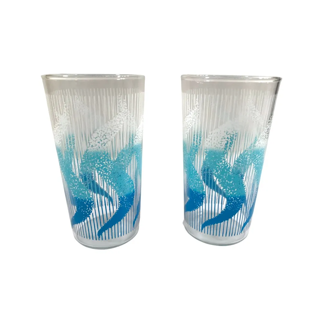 Anchor Hocking Mid-Century Blue Swirl Glasses (Set of 2)