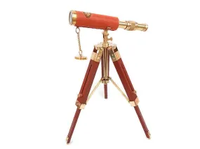 Antique Maritime Brass Telescope with Adjustable Tripod Stand