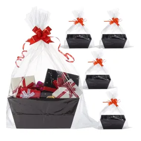 Aoibrloy Black Gift Basket Empty | 5 Pack Empty Gift Baskets with 5 Bags And 5 Bows | Qift Basket For Halloween