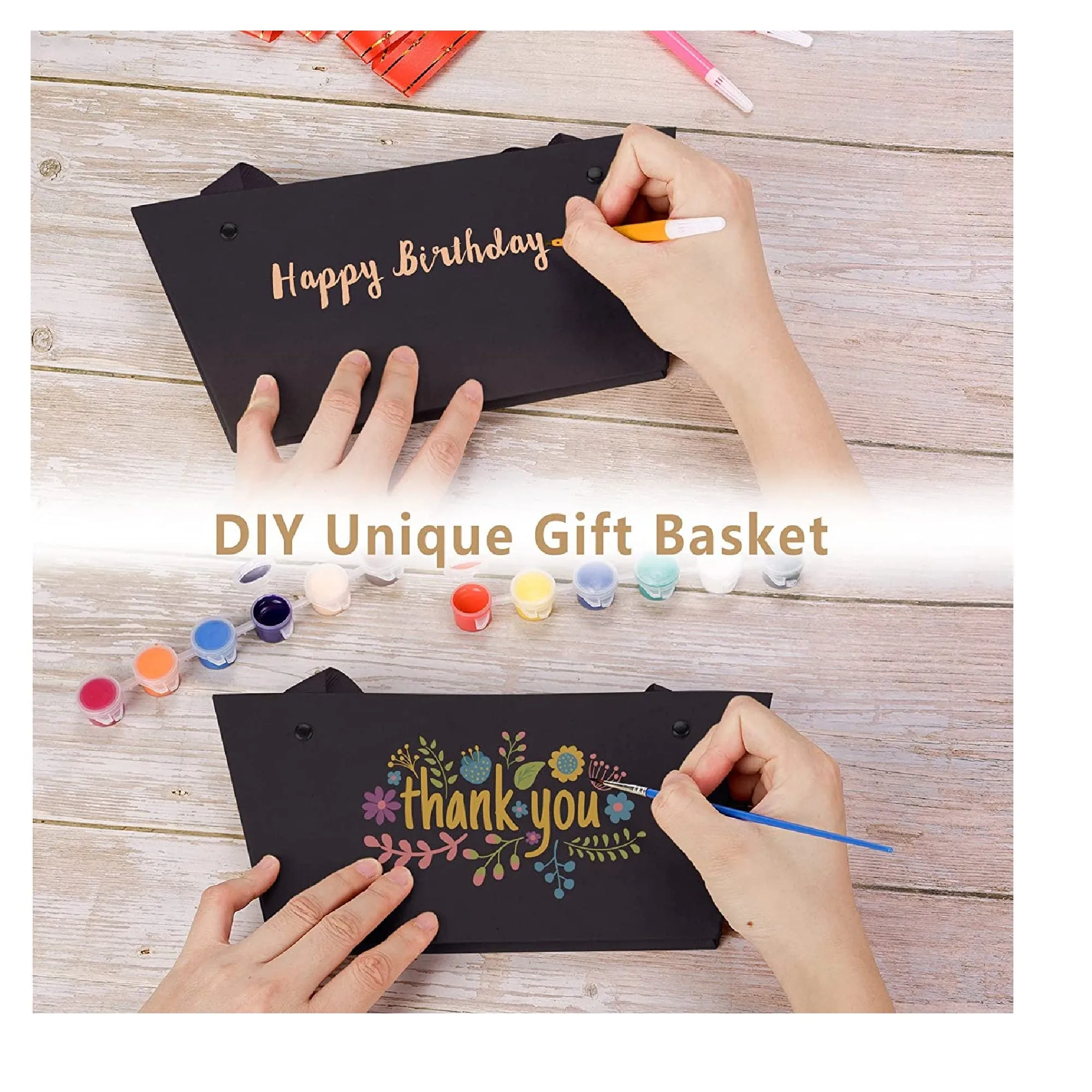 Aoibrloy Black Gift Basket Empty | 5 Pack Empty Gift Baskets with 5 Bags And 5 Bows | Qift Basket For Halloween