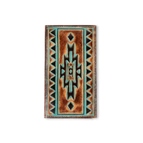 Ariat Rodeo Style Turquoise Outline Southwestern Brown Wallet