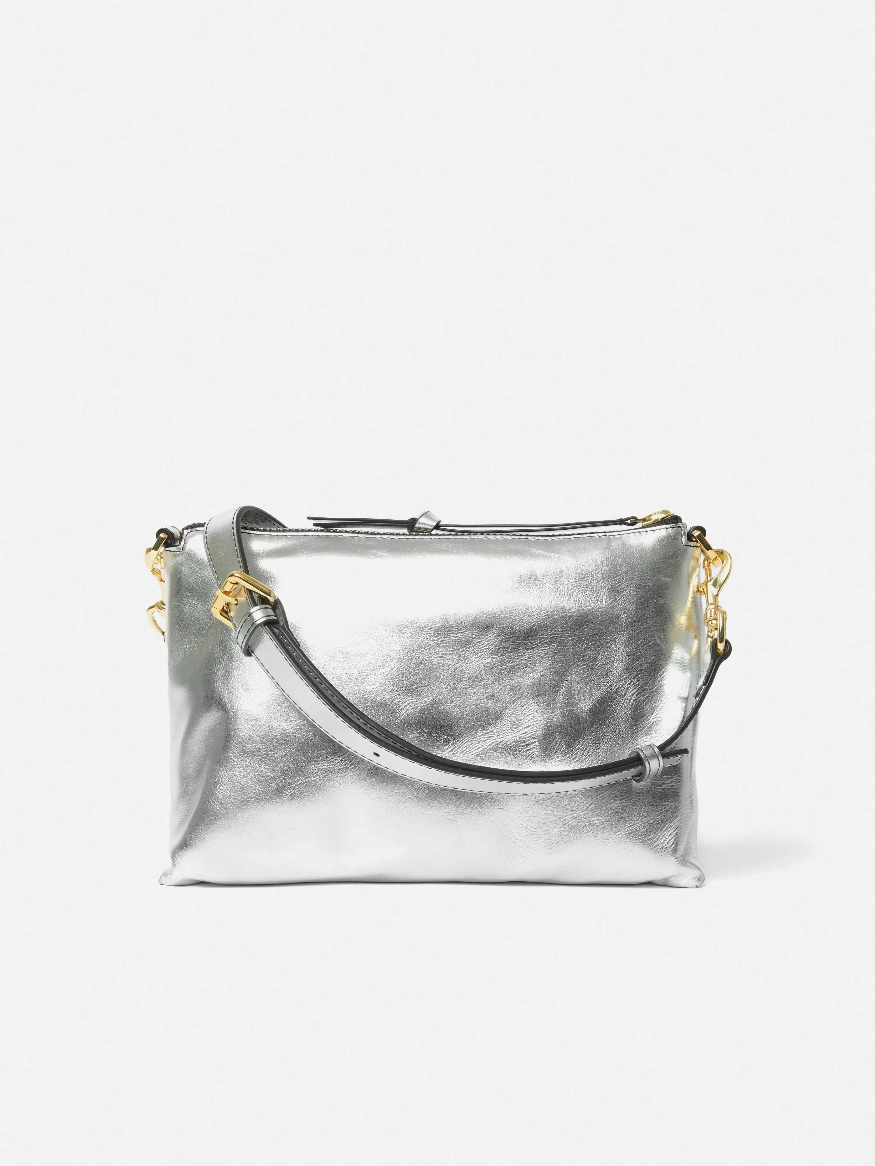 Ava Leather Crossbody | Silver