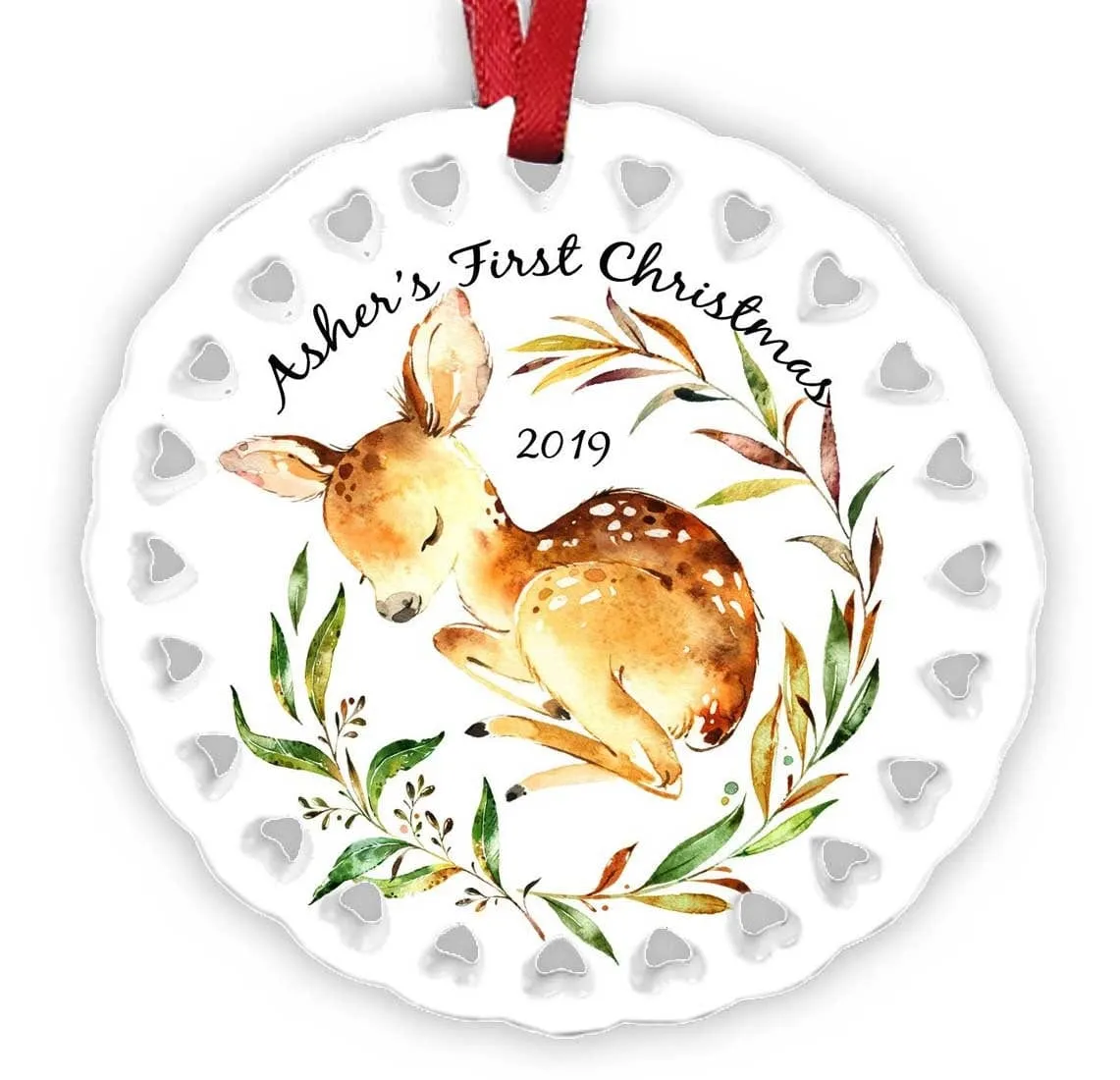 Babys First Christmas Ornament 2020, Personalized Christmas Ornaments, Deer Ornament, Babys 1st Christmas  Girl Boy Cute Customized Name