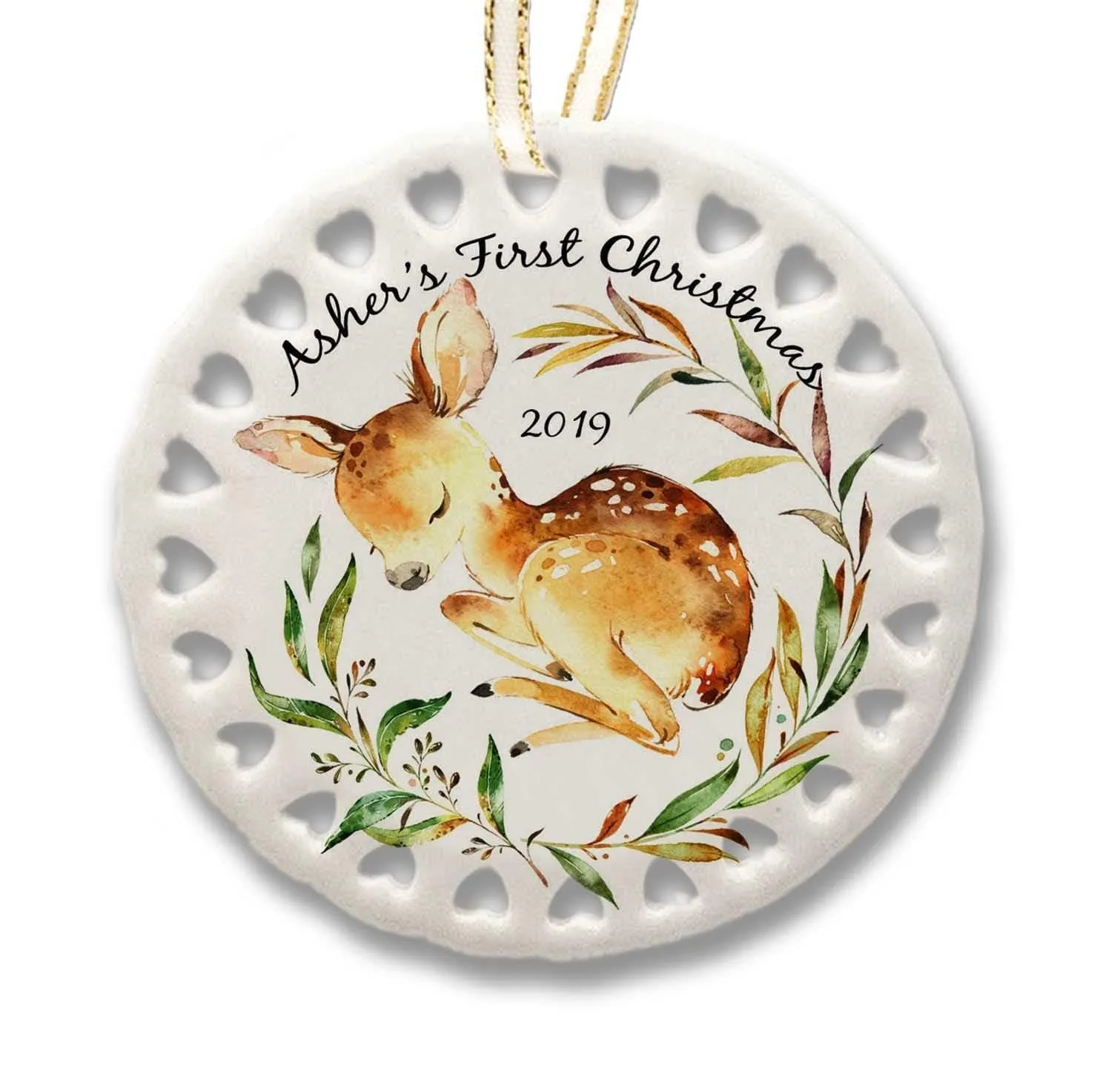 Babys First Christmas Ornament 2020, Personalized Christmas Ornaments, Deer Ornament, Babys 1st Christmas  Girl Boy Cute Customized Name