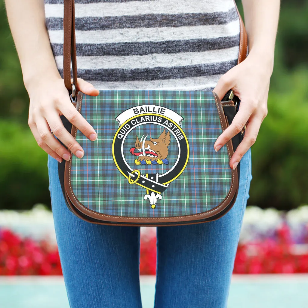 Baillie Ancient Tartan Saddle Bag with Family Crest