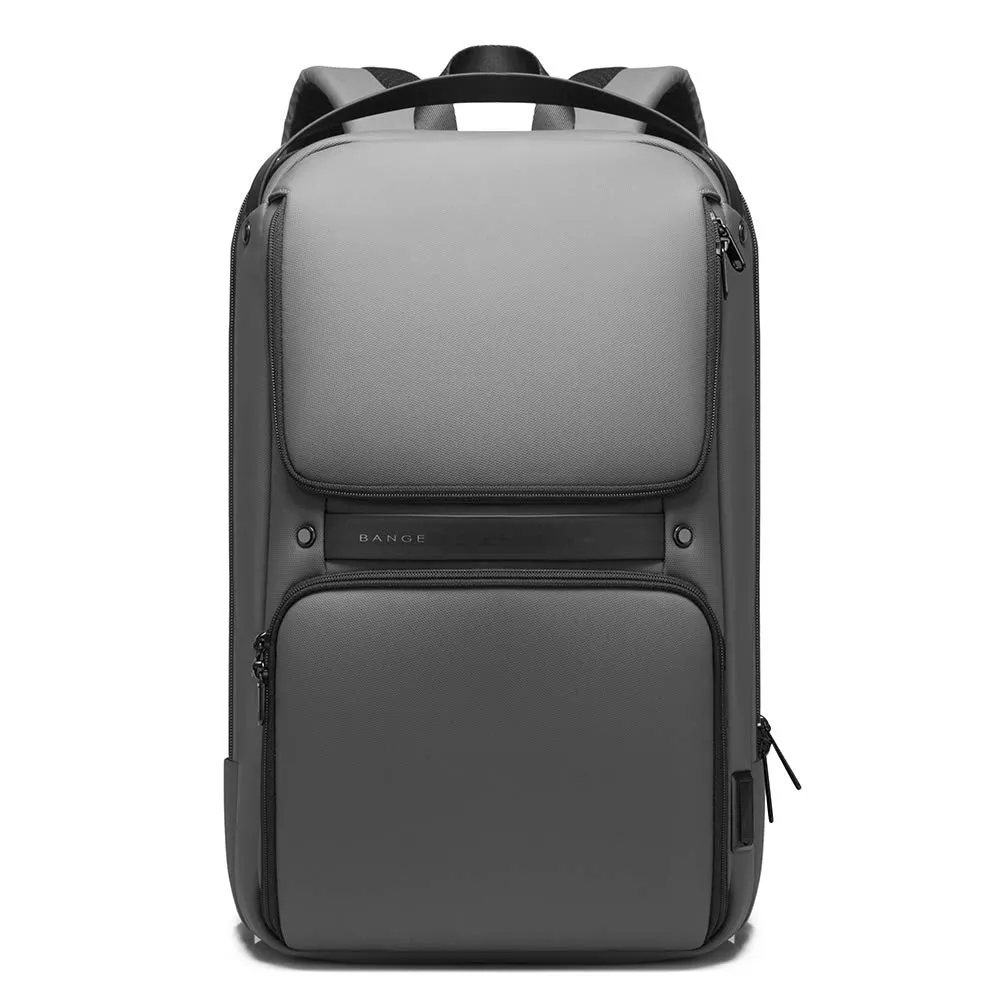 BANGE Water Resistant Anti-Theft Unisex Travel Laptop Backpack with USB Charging Port (Grey)