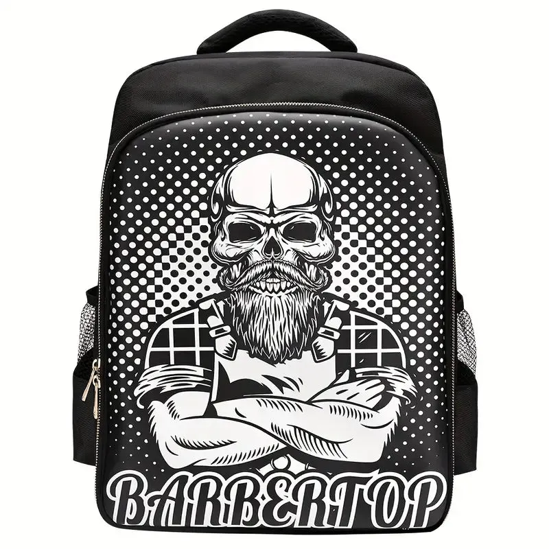 Barber Backpack Skull Black and White