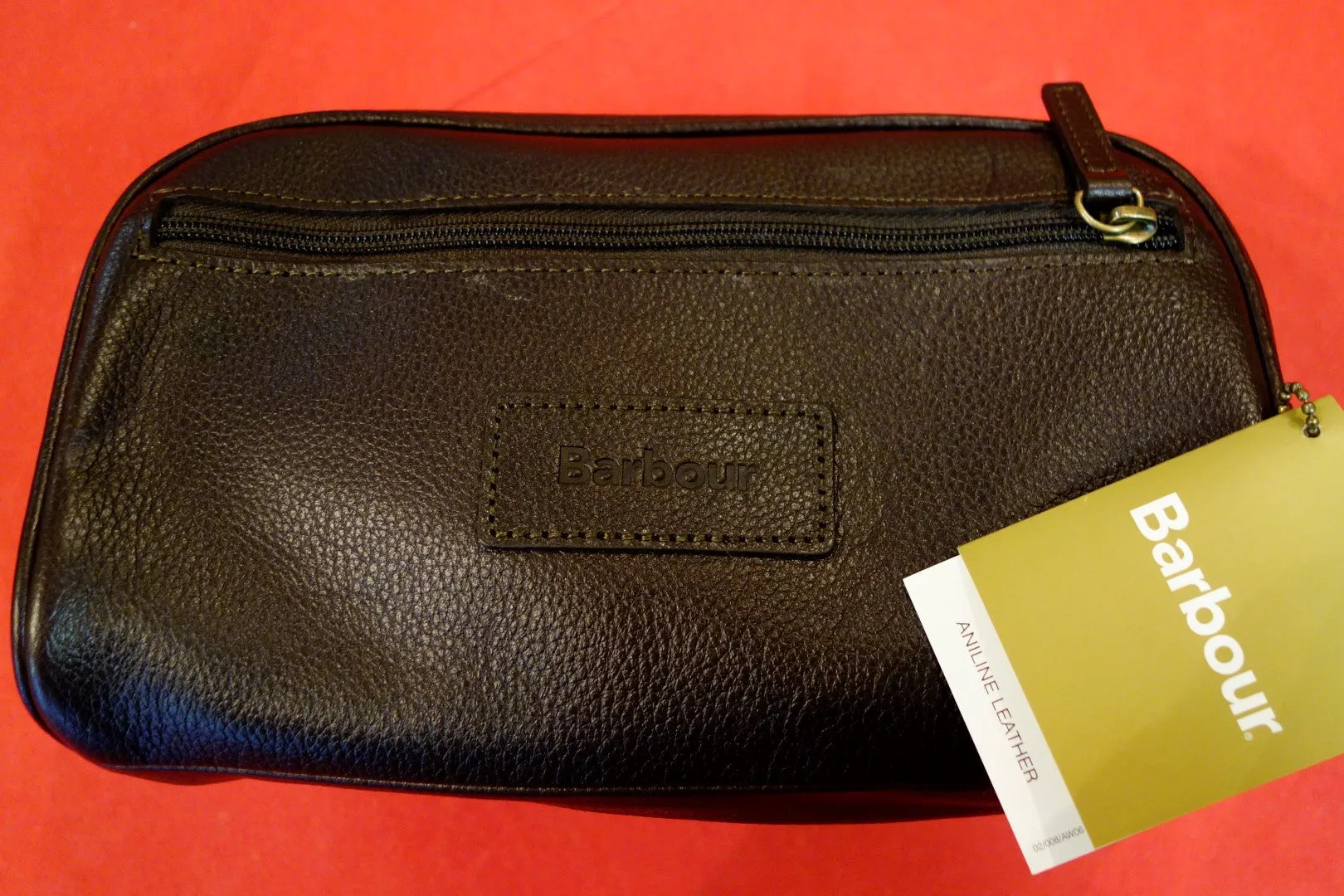 Barbour leather wash bag in Dark Brown Chocolate UBA0009BR91