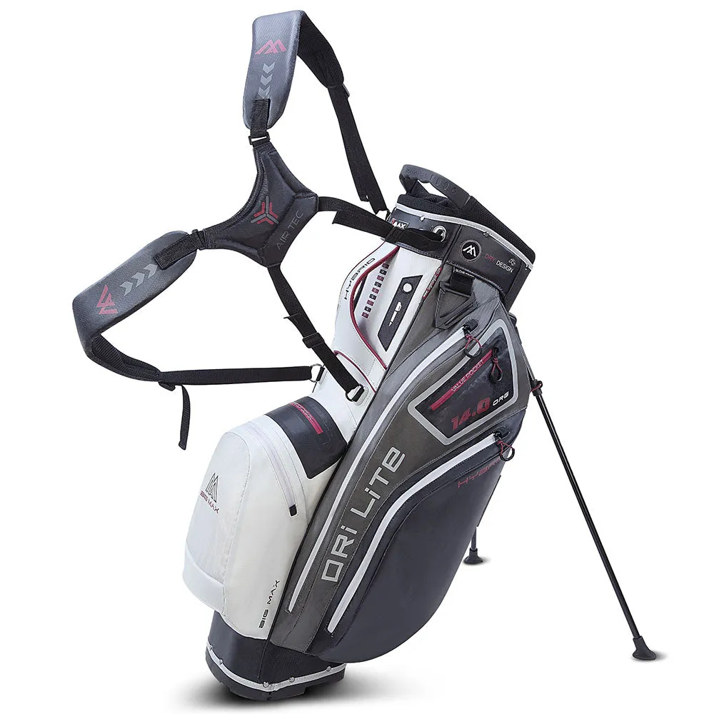 Big Max Dri Lite Hybrid 2 Stand Bag - White/Charcoal/Black/Merlot