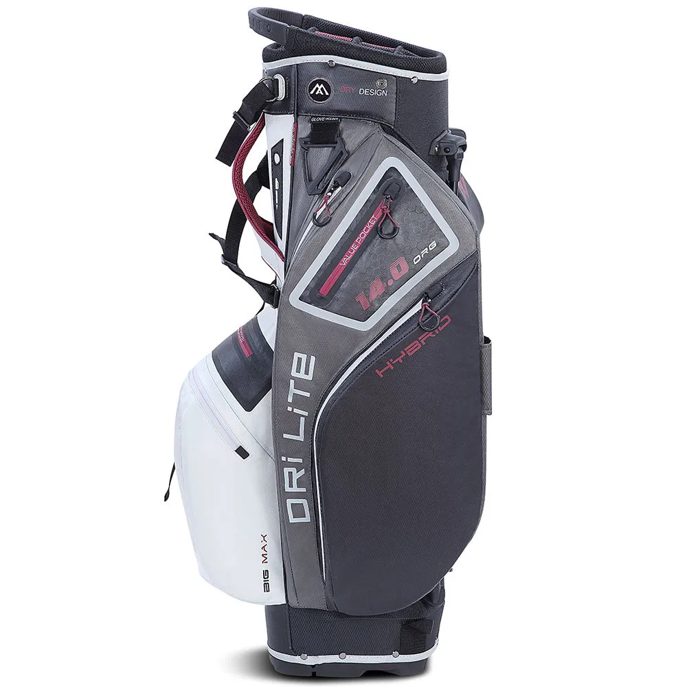 Big Max Dri Lite Hybrid 2 Stand Bag - White/Charcoal/Black/Merlot