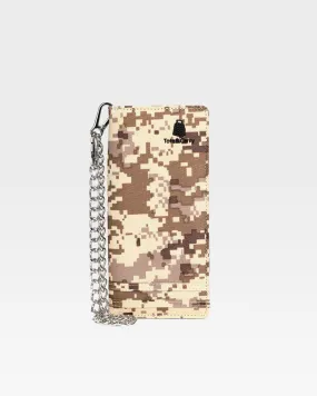 Biker Chain Wallet in Tan Brown Digital Camouflage