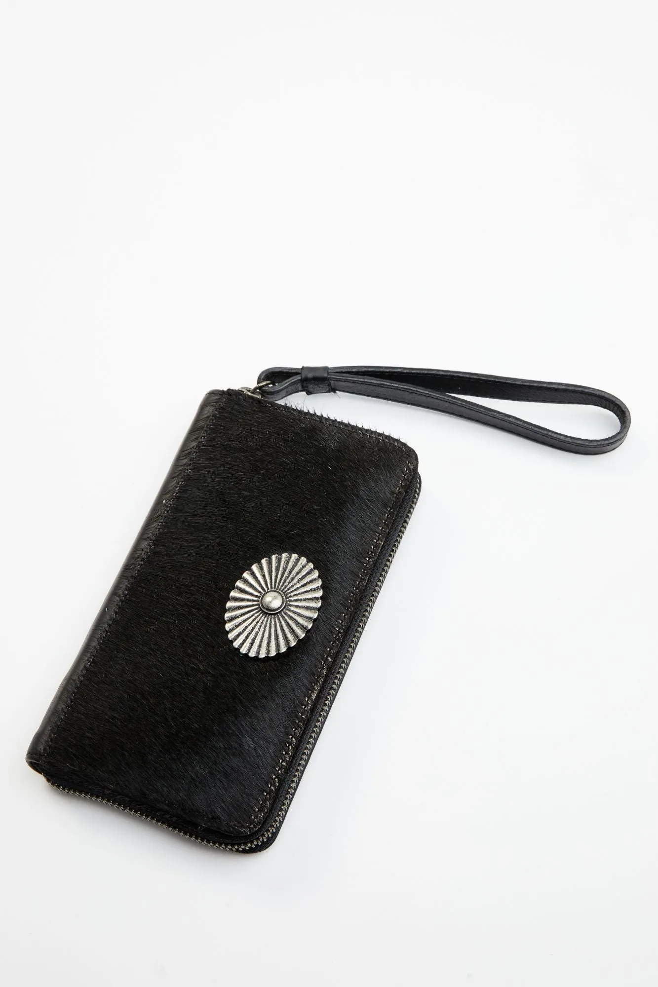 Black Laredo Hair-on Cowhide Wristlet Wallet