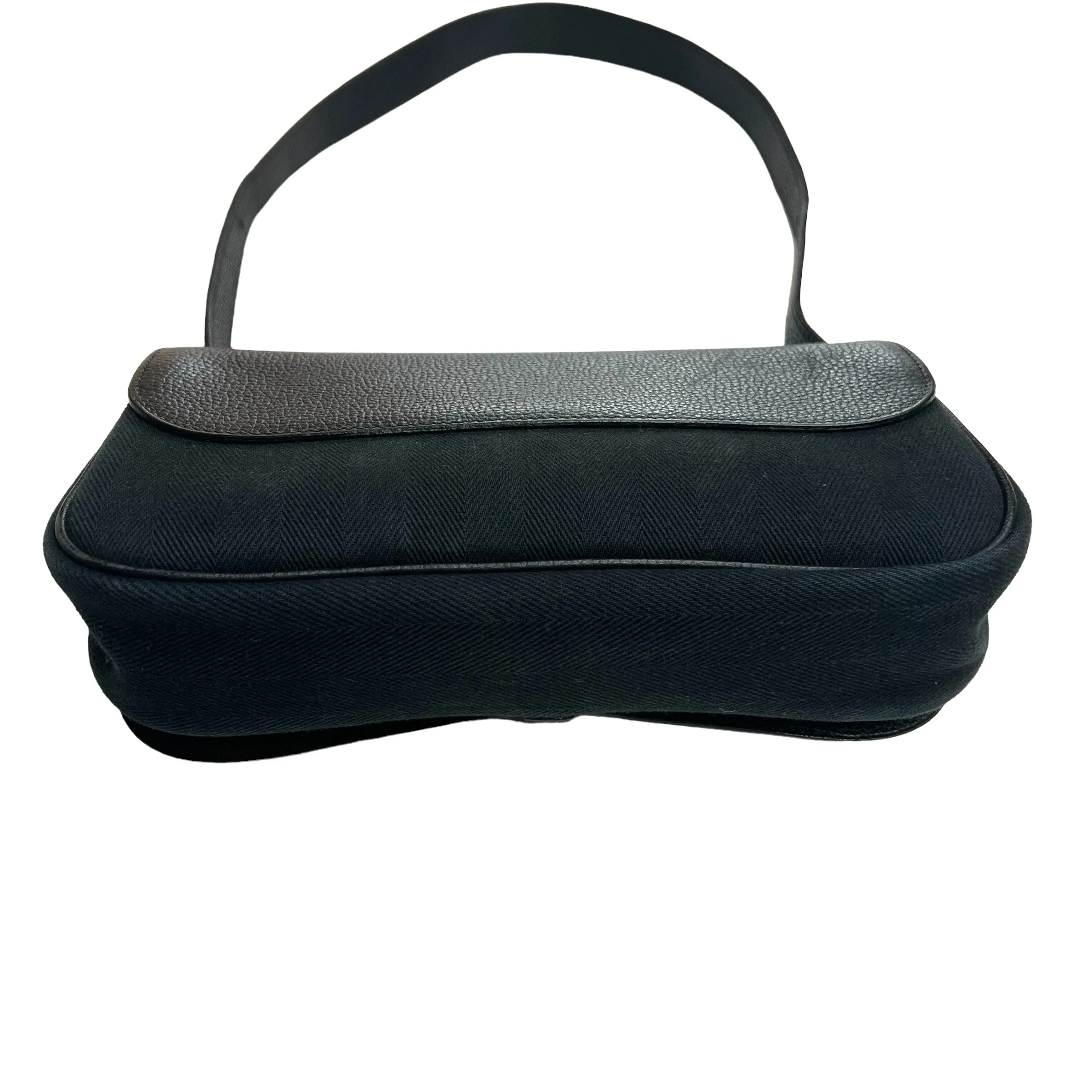 Black Leather & Fabric Shoulder Bag