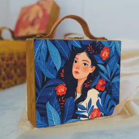 Blue Girl Printed Suitcase Style Clutch