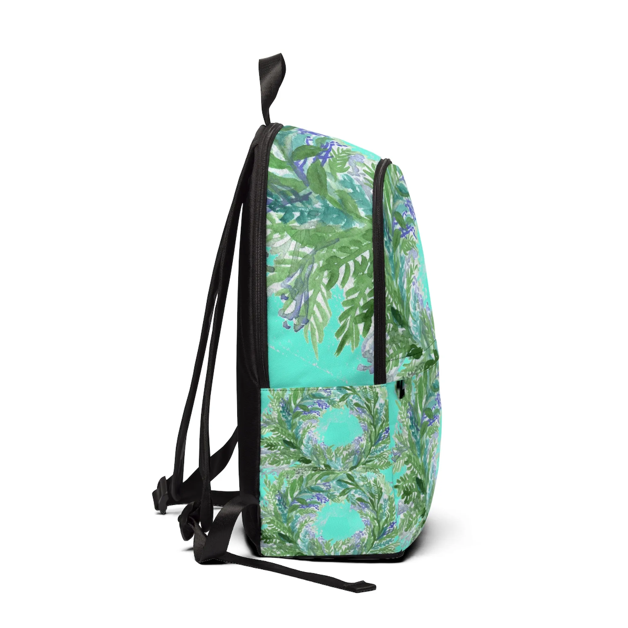 Blue Lavender Backpack, Purple Lavender Floral Print Designer Unisex Fabric Travel Bag