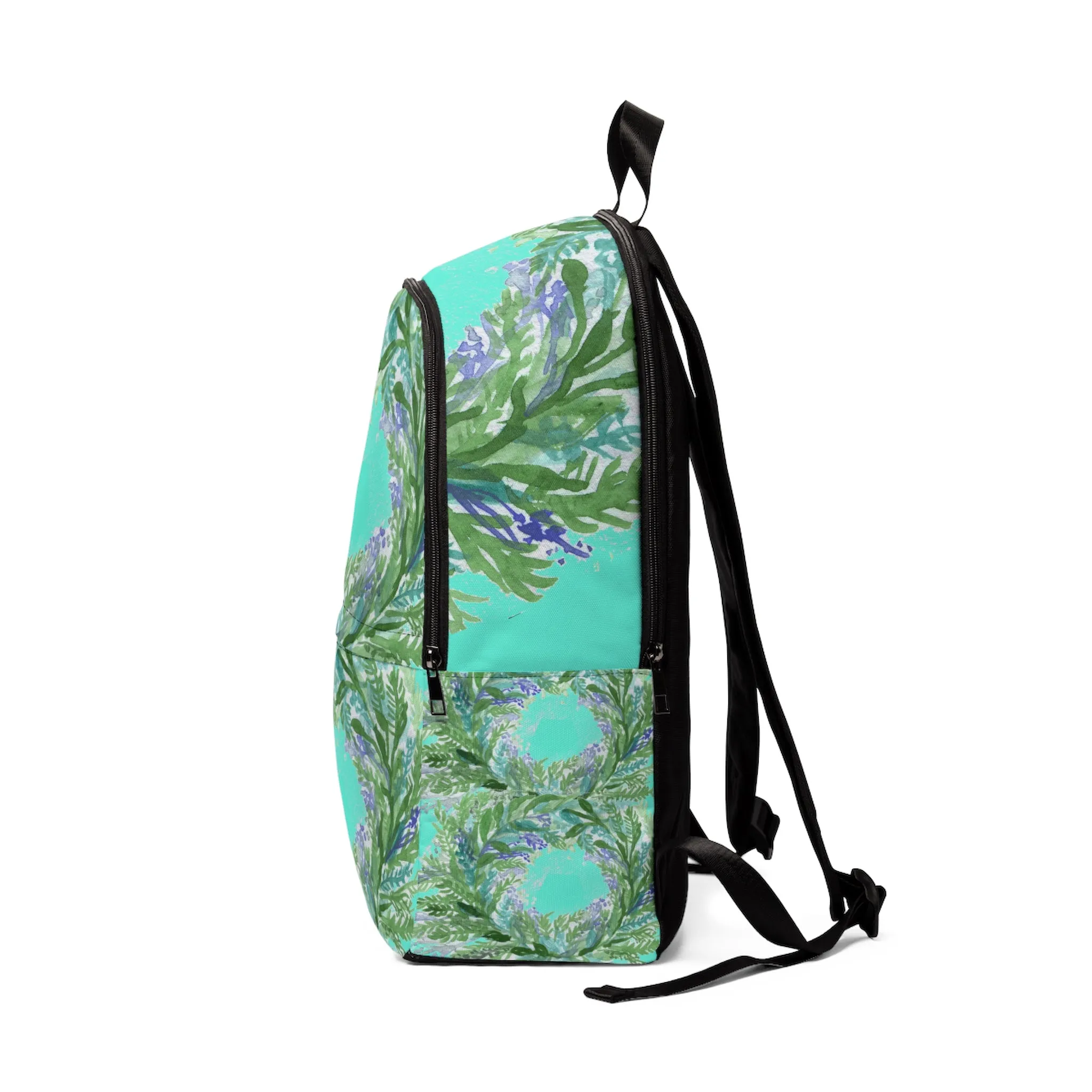 Blue Lavender Backpack, Purple Lavender Floral Print Designer Unisex Fabric Travel Bag