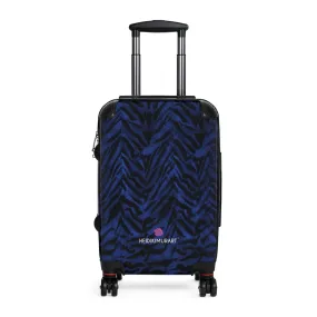 Blue Tiger Striped Cabin Suitcase, Animal Print Best Carry On Luggage With 2 Inner Pockets & Built in TSA-approved Lock With 360° Swivel