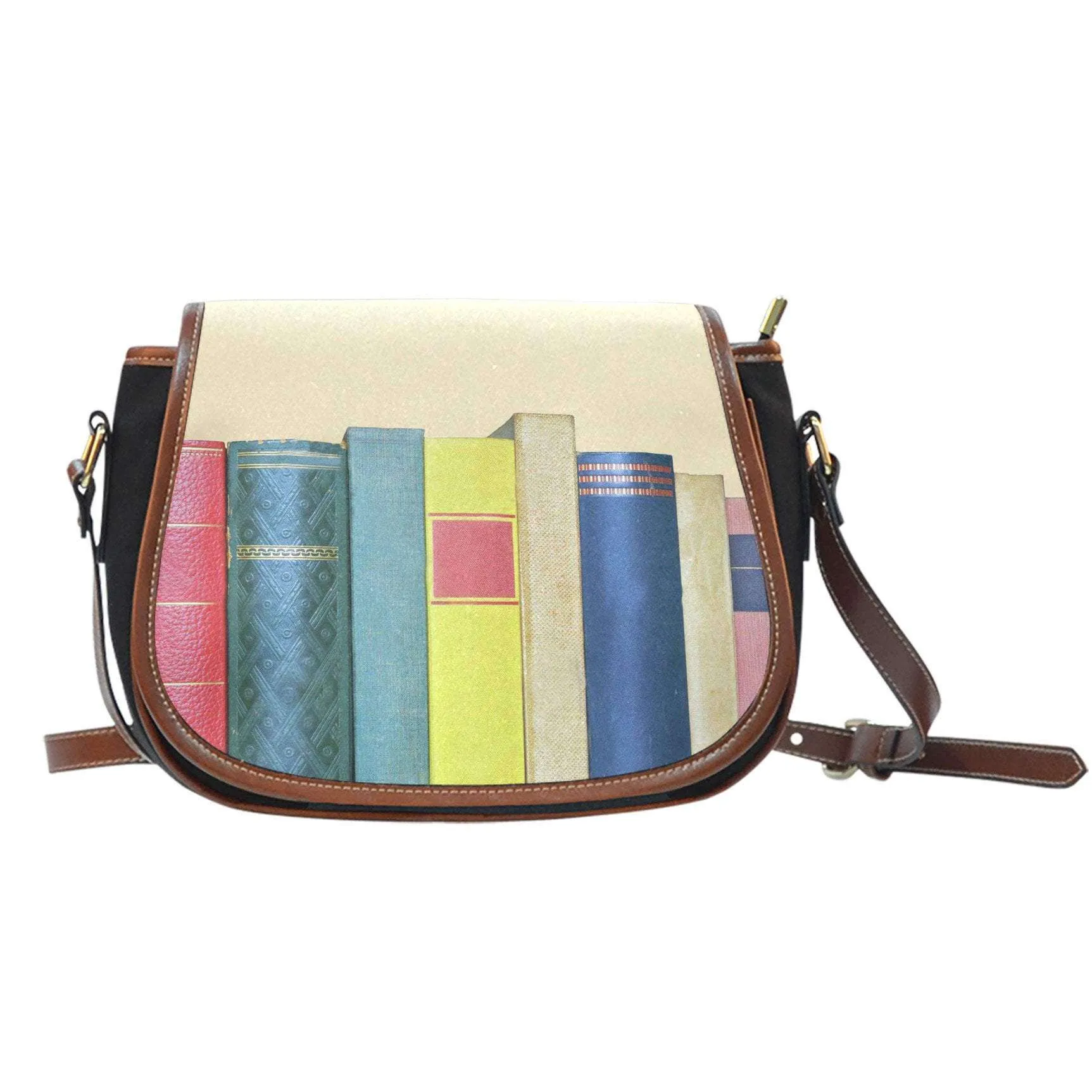 Book spine Saddle tote bag