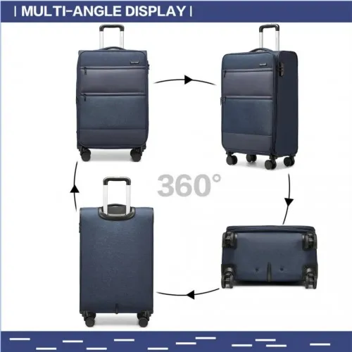 British Traveller 20 Inch Lightweight Cabin Carry-On Suitcase with Laptop Compartment - Navy