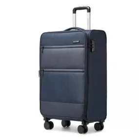 British Traveller 20 Inch Lightweight Cabin Carry-On Suitcase with Laptop Compartment - Navy