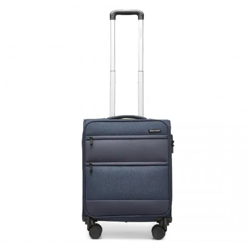 British Traveller 20 Inch Lightweight Cabin Carry-On Suitcase with Laptop Compartment - Navy