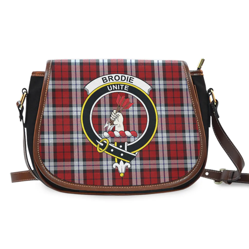 Brodie Dress Tartan Saddle Bag with Family Crest