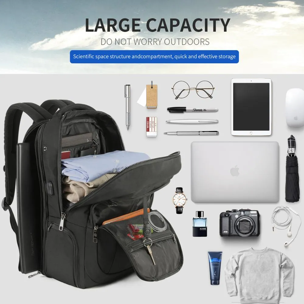 Carry-on Travel Backpack with Expandable 40L Laptop Backpacks Men Anti-theft Zippers Waterproof