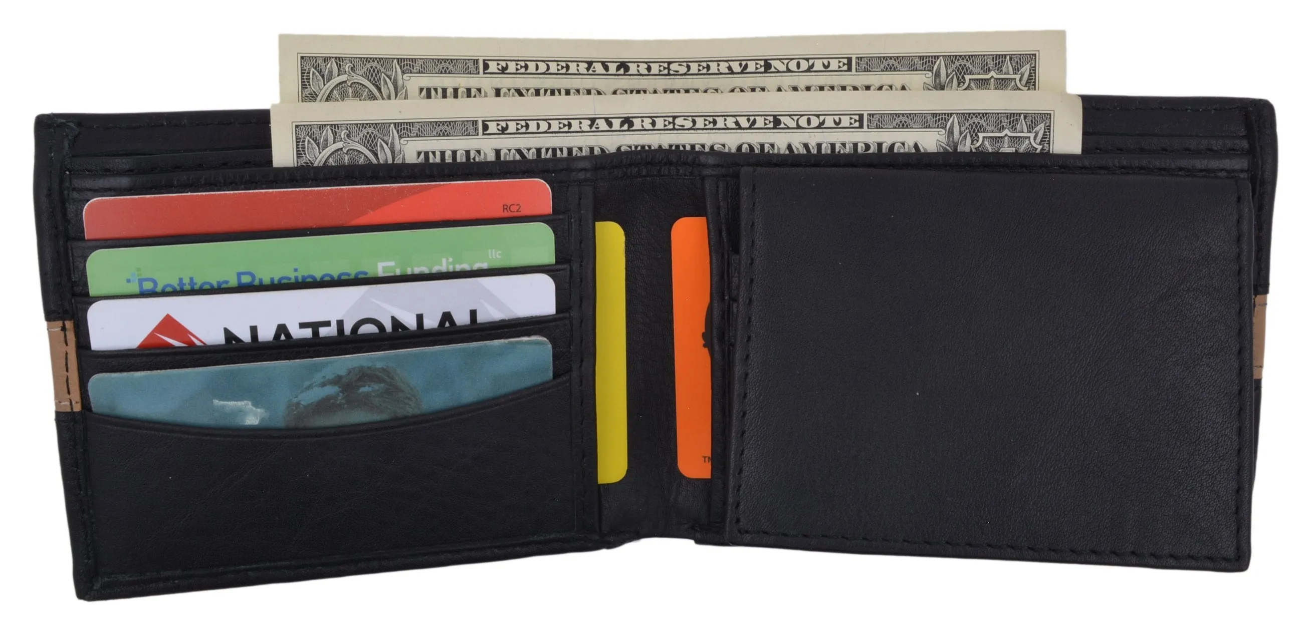 Cavelio Leather Men's Bifold Credit Card Removable ID Wallet 404553