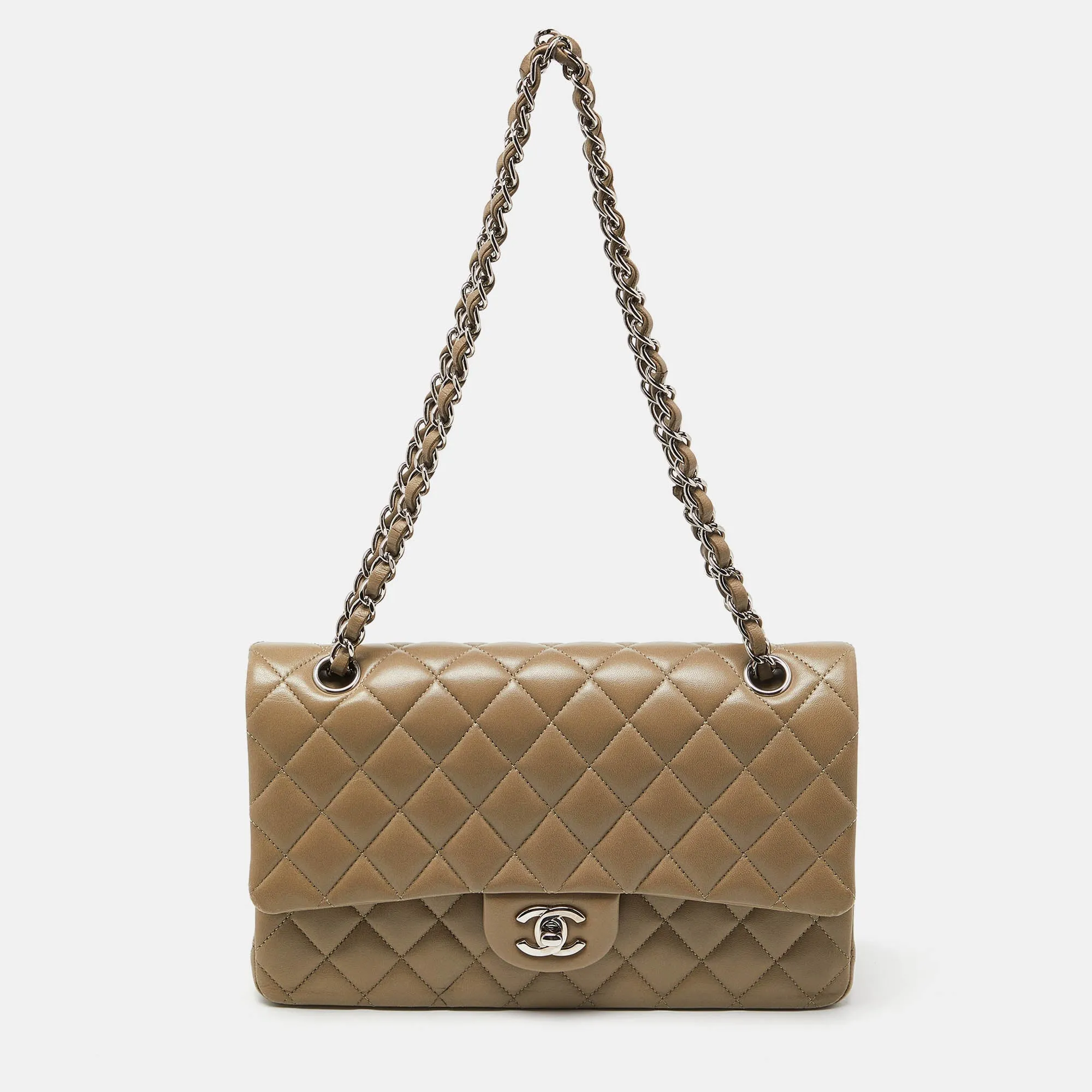 CHANEL Avocado Green Quilted Leather Medium Classic Double Flap Bag